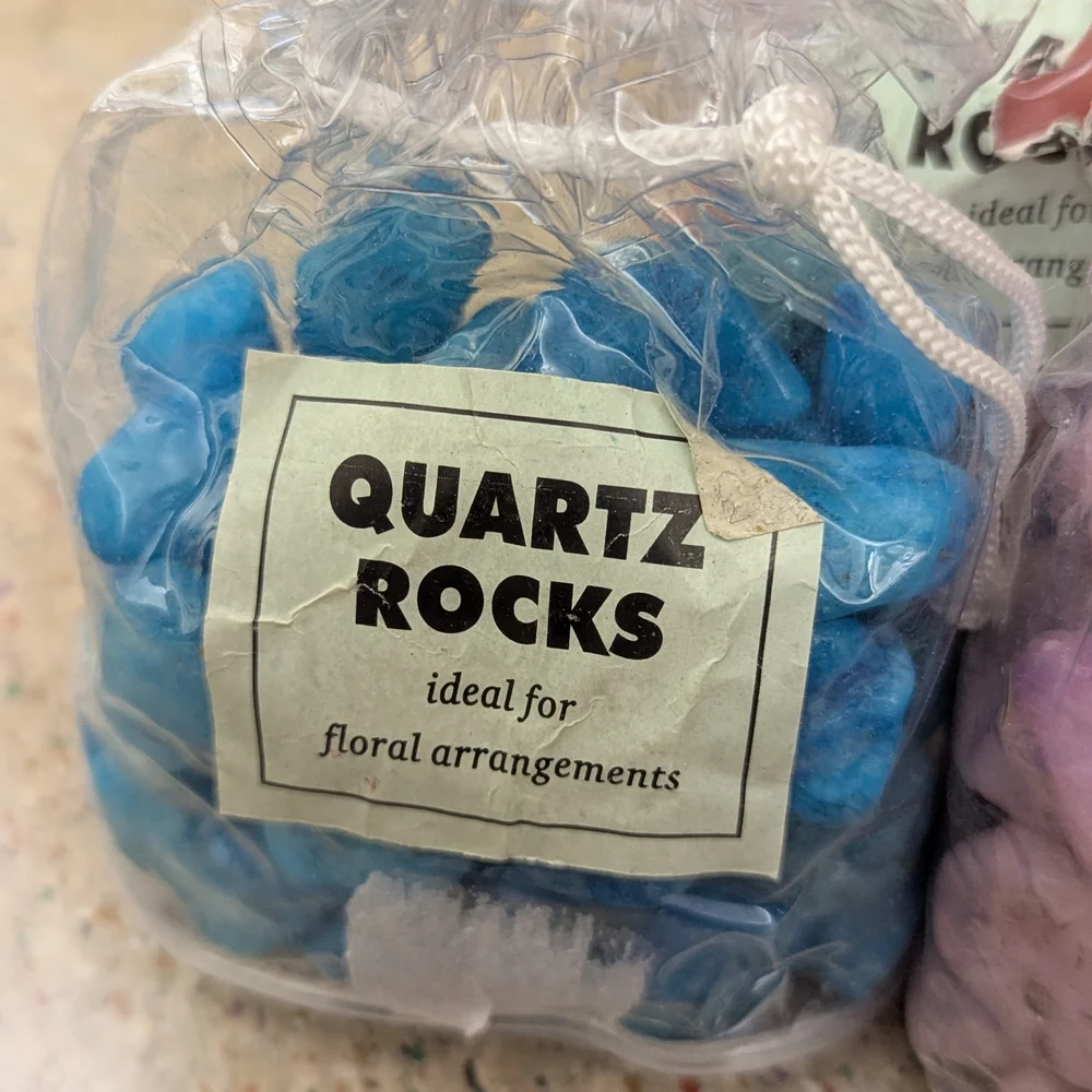 Colorful Quartz Rocks for Floral Arrangements: Pink, Purple, And Blue. NWT.